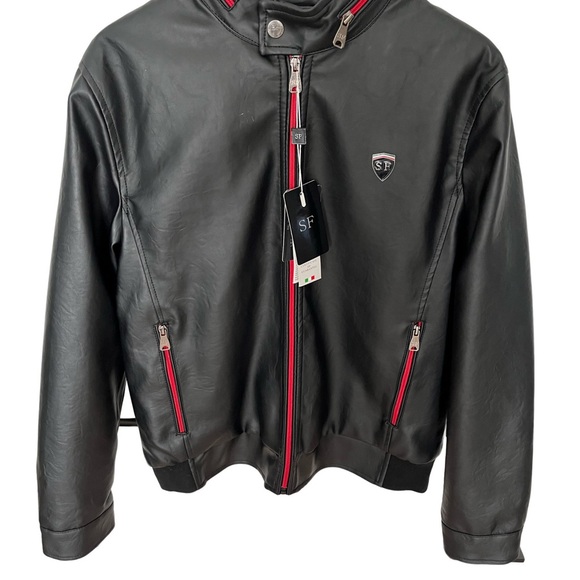 New with tags - Men’s Superlative Faux Leather Bomber Jacket - Picture 1 of 9